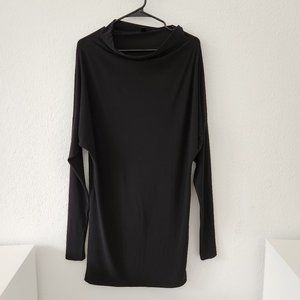 Norma Kamali Mock Turtle Dolman Sleeve Black Dress Womens size Large LBD
